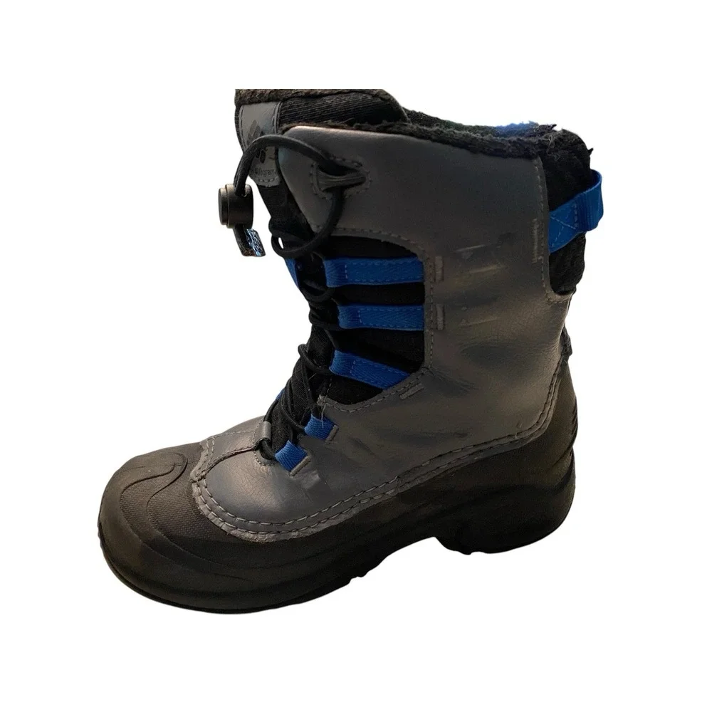 Columbia Kids Powderbug Snow Boots Size 12 Grey Blue 400g Insulation Waterproof